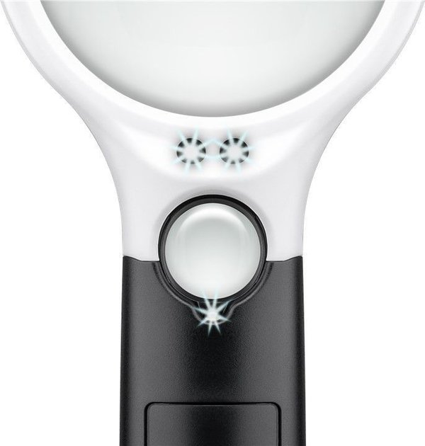 999017 Echtglas Lupenleuchte mit LED-Beleuchtung, batteriebetrieben